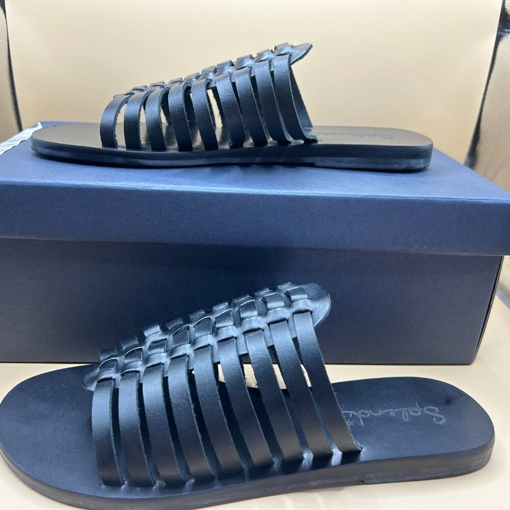 NEW Splendid Talula Black Multi Strap Woven Huarache Slide Leather Sandals-Sz 6